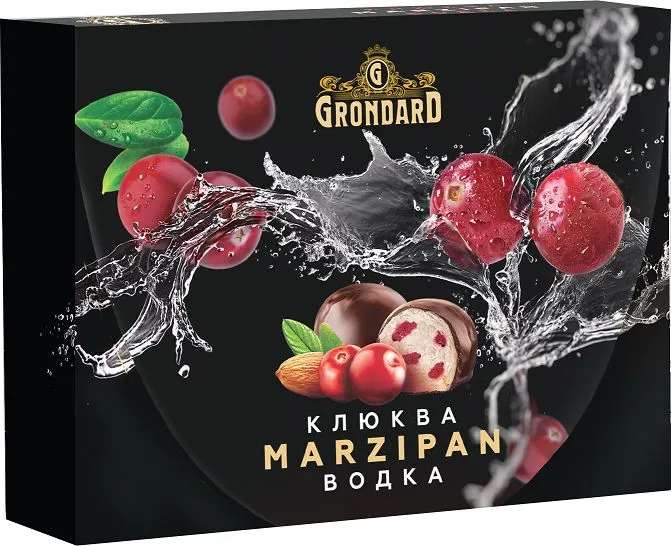  TM Grondard       (10186) Конфеты глазированные Марципановые Клюква и Водка, 98г  в Людинове