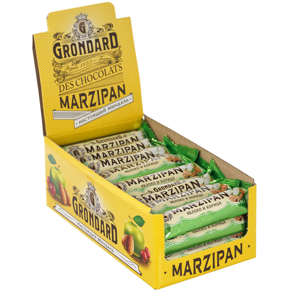  TM Grondard     (9388) Батончики глазированные Марципановые Яблоко-Корица, (24шт по 50г)     в Людинове