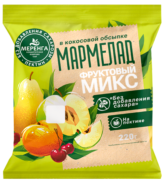  Меренга Мармелад без сахара в кокосовой обсыпке Фруктовый микс, 220г   в Людинове