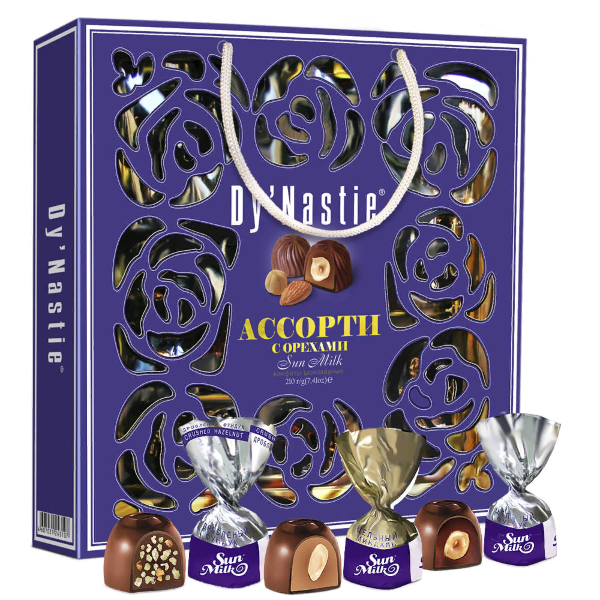 №3 Династия Сумка Конфеты "Ассорти с орехами", 210г     в Людинове